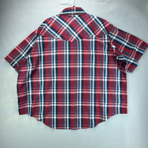 Ely Cattleman Shirt Mens 3X Red Blue Plaid Pearl Snap Big Man Western Rodeo - Picture 4 of 13